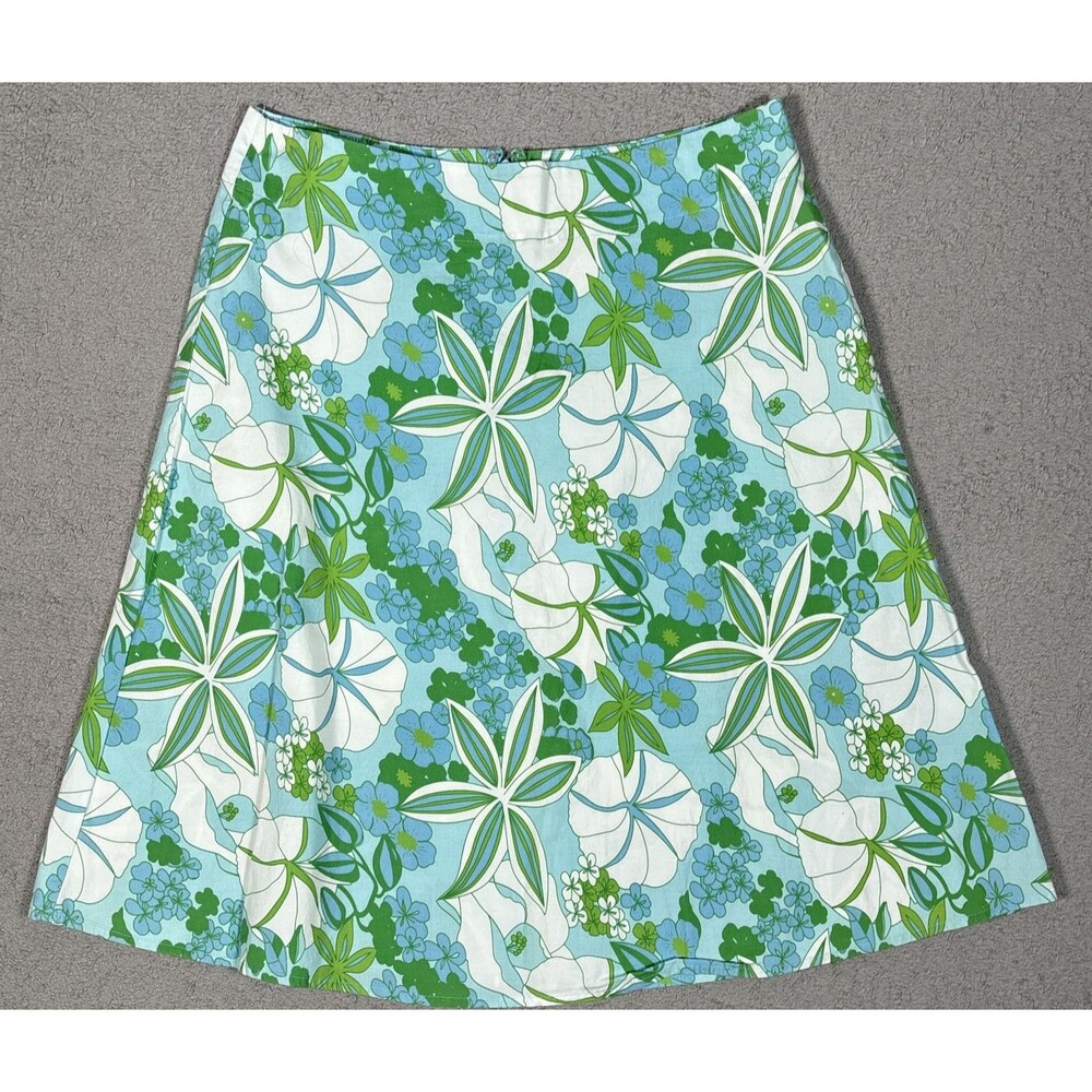 St Johns Bay Womens Size 10 Knee Length A Line Skirt Stretch Hippie Flowers Boho